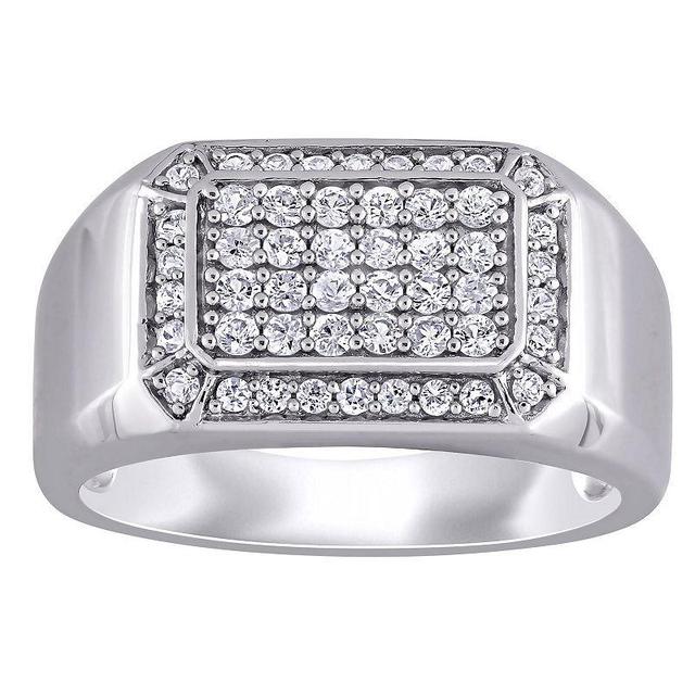 Stella Grace Mens Sterling Silver White Sapphire Square Ring Product Image