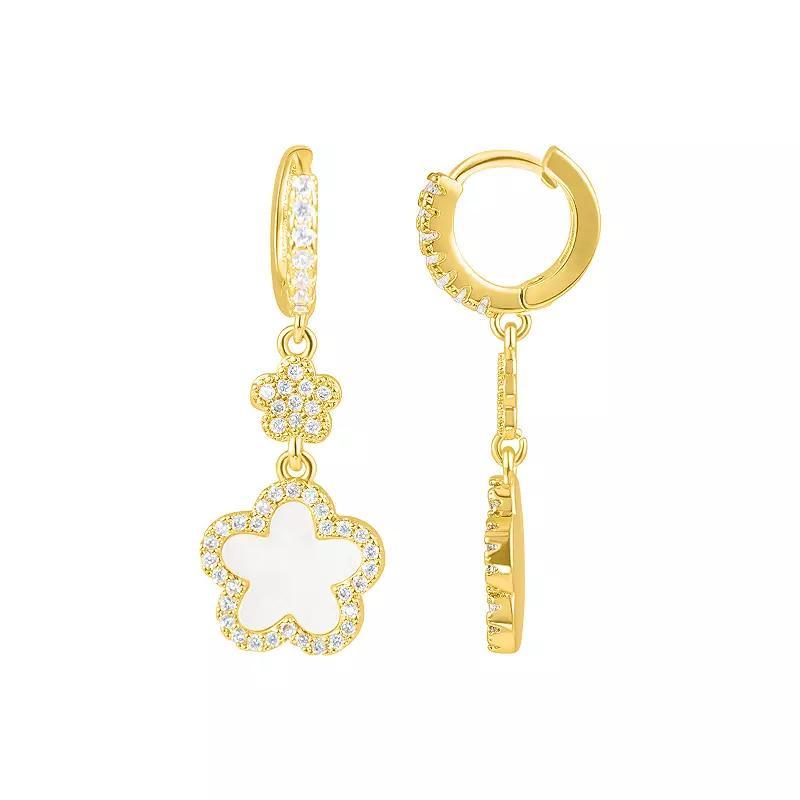 Adornia 14k Gold Tone Cubic Zirconia Clover Earrings, Womens, Gold Tone White Product Image