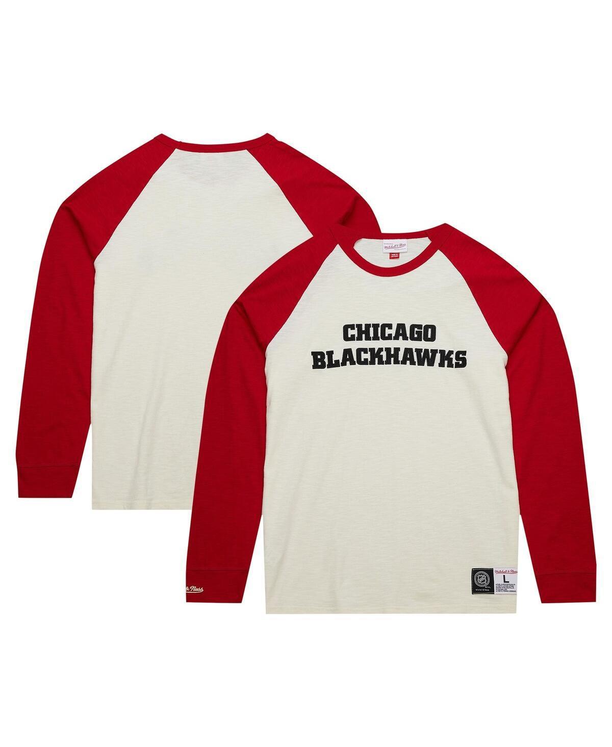 Mens Mitchell & Ness Cream Chicago Blackhawks Legendary Slub Vintage Raglan Long Sleeve T-Shirt Product Image