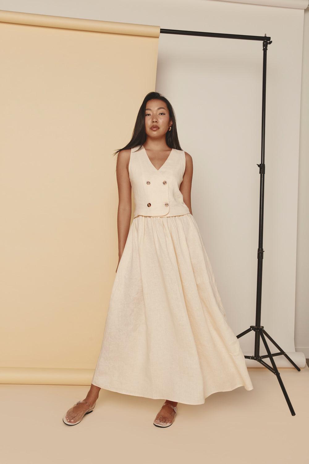 Emery Midi Dress Cream Product Image