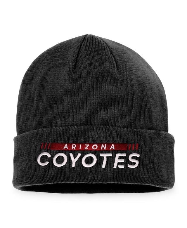 Men's Fanatics Branded Black Arizona Coyotes Authentic Pro Rink Cuffed Knit Hat Product Image