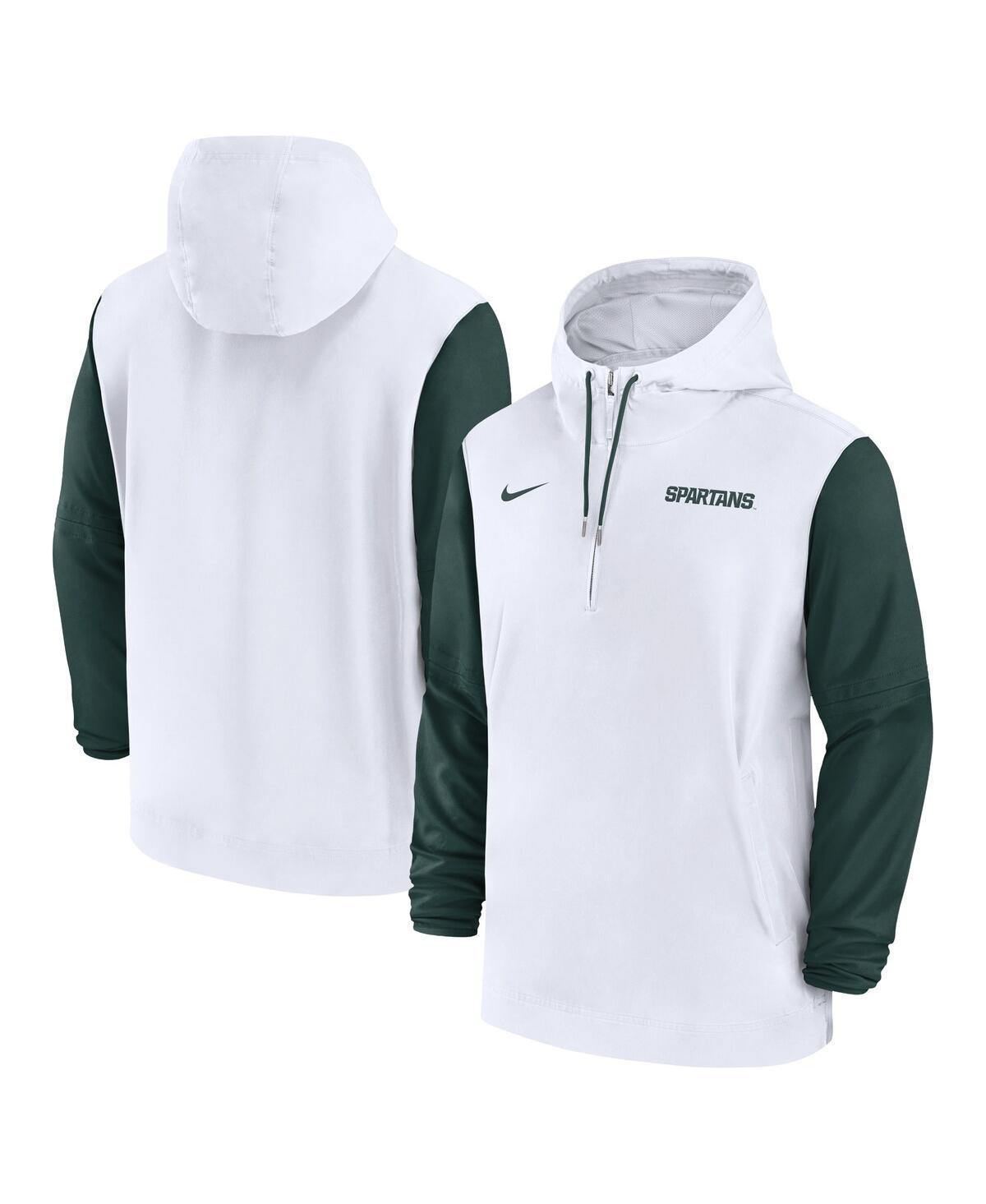 NIKE Michigan State Spartans Sideline Pre-game Player  Men's College 1/2-zip Hooded Jacket In White Product Image