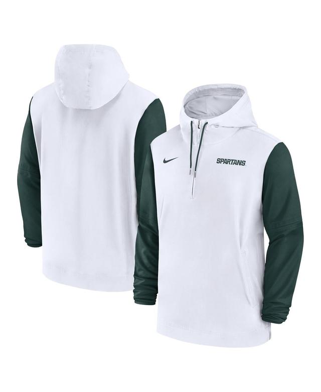 Nike Mens White Michigan State Spartans 2024 Sideline Pregame Player Half-Zip Hoodie - White Product Image