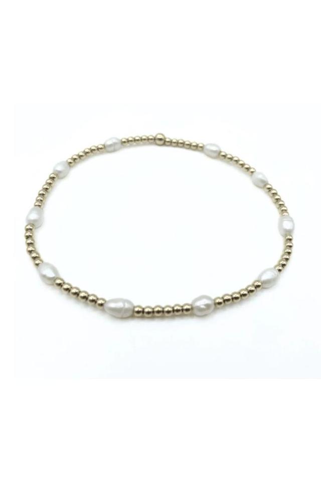 PETITE PATTERNED RICE PEARL BRACELET WITH 14K GOLD-FILLED BEADS Product Image