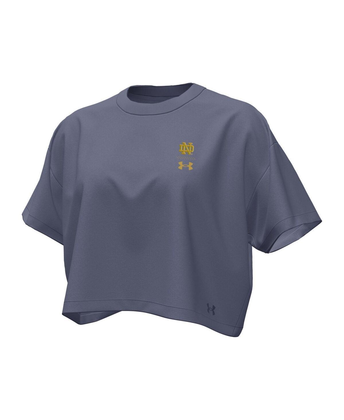 Under Armour Womens Gray Notre Dame Fighting Irish 2024 Shamrock Series Gameday Boxy Crop T-Shirt Product Image