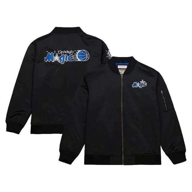 Mens Mitchell & Ness Black Orlando Magic Hardwood Classics Vintage Logo Full-Zip Bomber Jacket Product Image