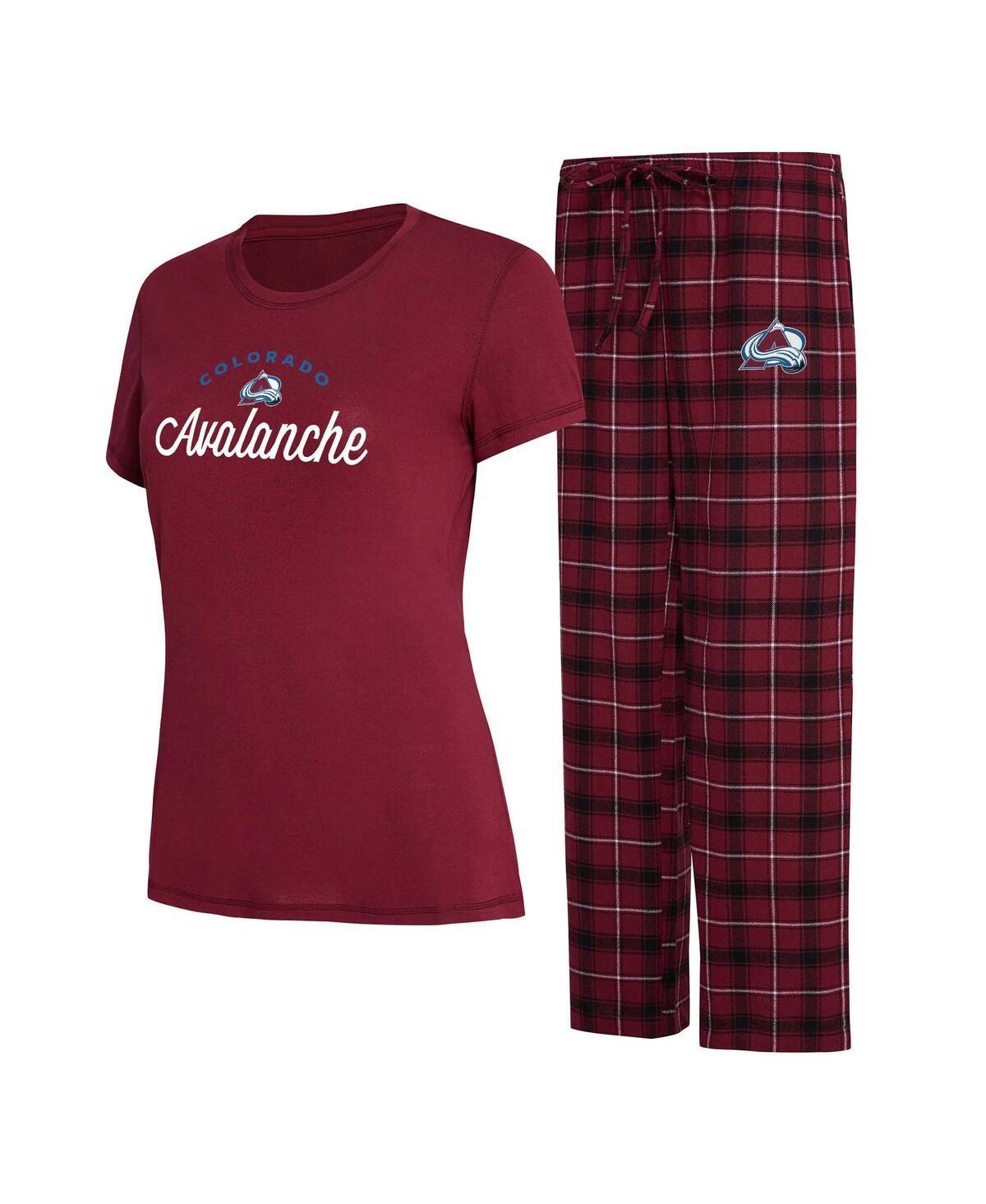 Womens Concepts Sport Maroon/Black Mississippi State Bulldogs Arctic T-Shirt & Flannel Pants Sleep Set Product Image