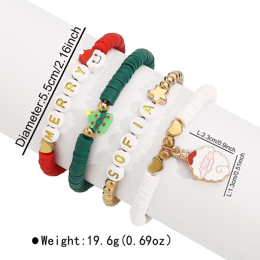 Set of 4: Christmas Beaded Bracelet Product Image