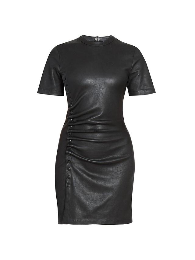 Womens Leather Short-Sleeve Minidress Product Image