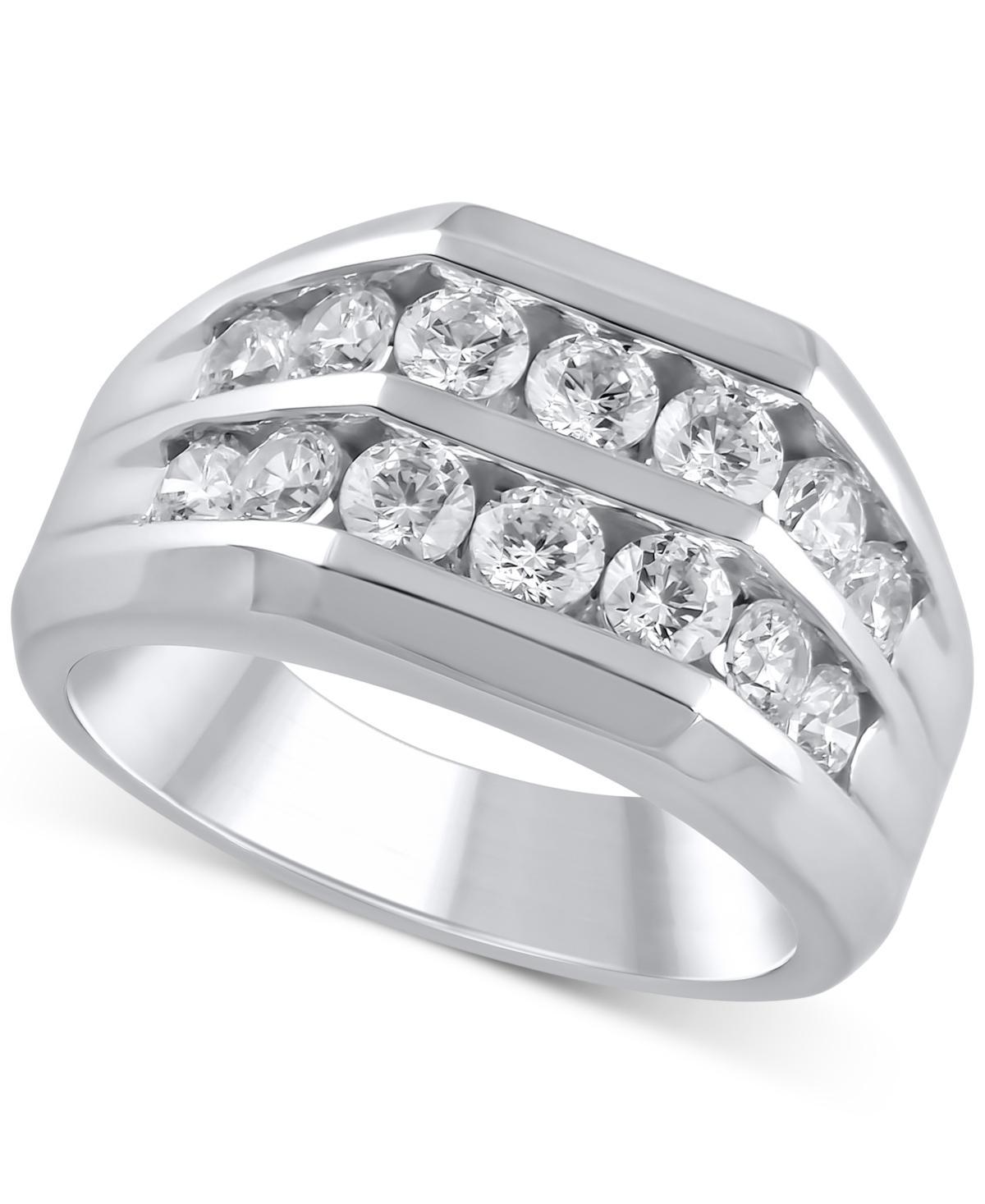 Mens Diamond Two-Row Channel-Set Ring (1-1/2 ct. t.w.) in 10k White Gold Product Image