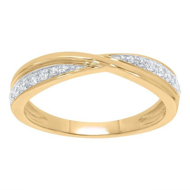 Sterling Silver 1/5 Carat T.W. Diamond Crossover Ring, Womens Gold Tone Product Image