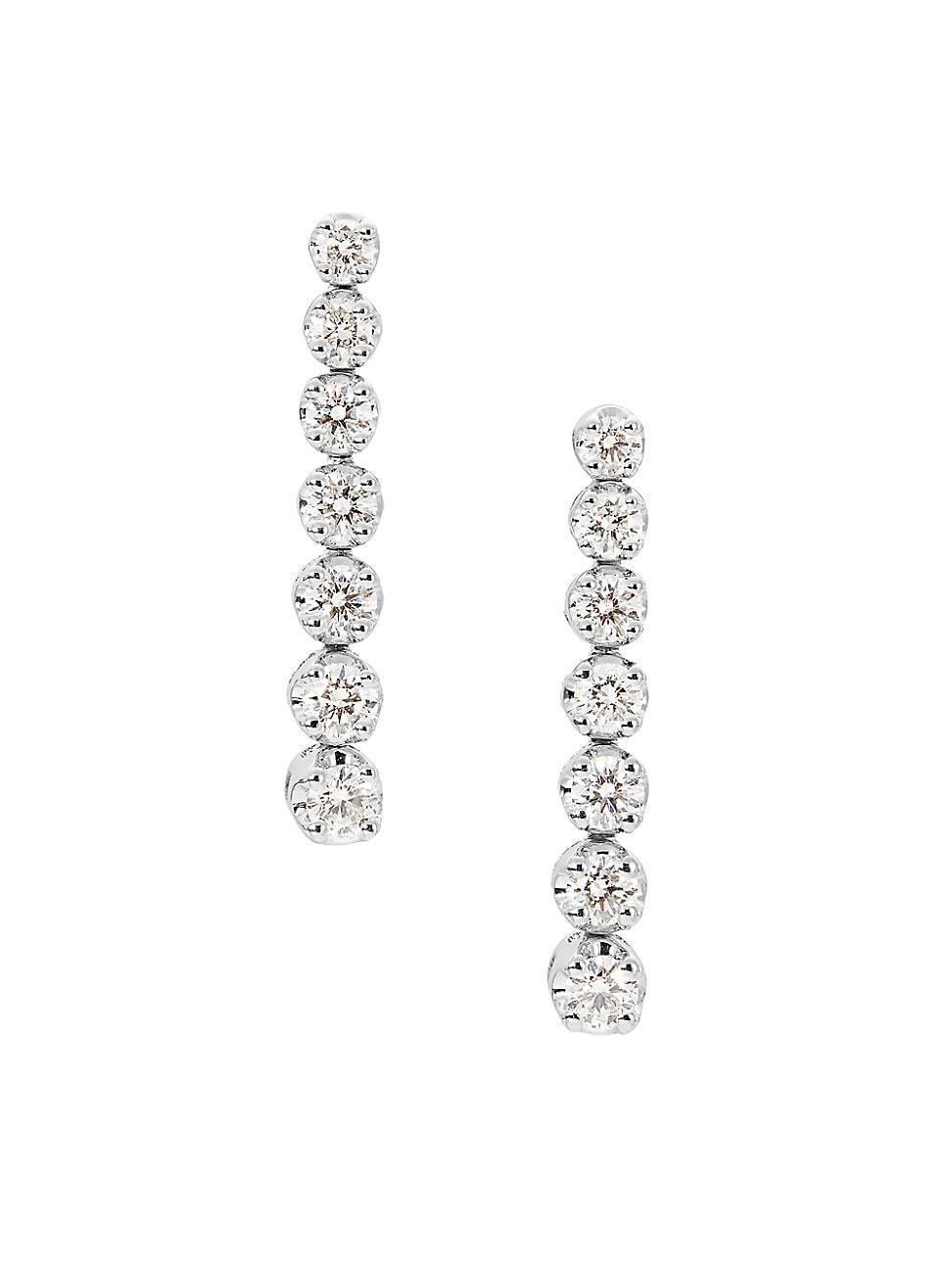 Womens 14K White Gold & 0.72 TCW Natural Diamond Drop Earrings Product Image