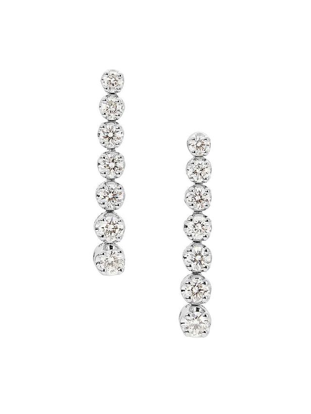 Womens 14K White Gold & 0.72 TCW Natural Diamond Drop Earrings Product Image