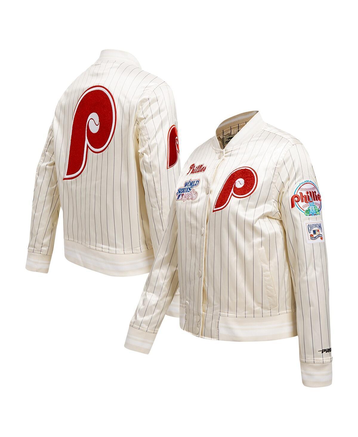 Mens Pro Standard Cream Philadelphia Phillies Cooperstown Collection Pinstripe Retro Classic Full-Button Satin Jacket Product Image