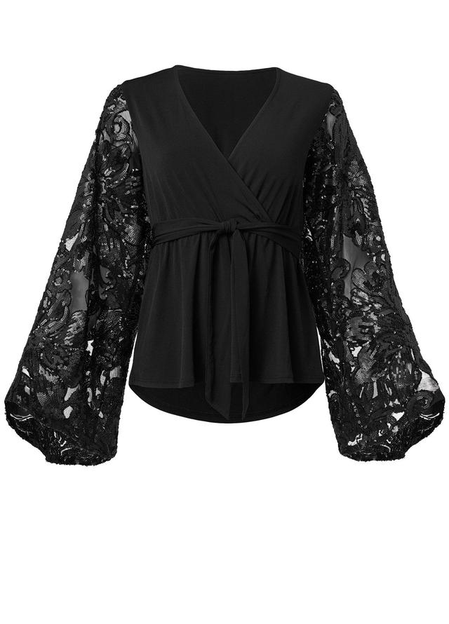 Embellished Lace Top - Black Product Image