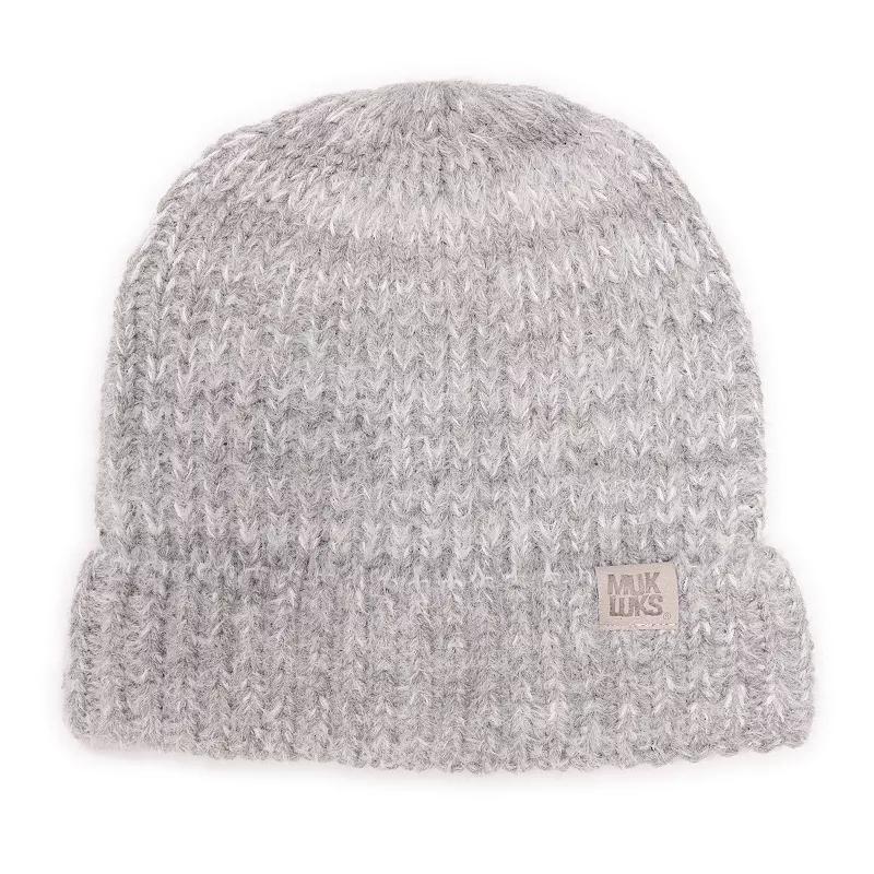 Womens MUK LUKS Eyelah Rib Beanie, Medium Gray Grey Product Image