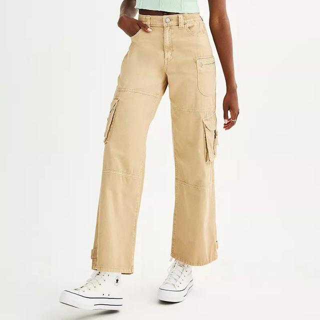 Juniors SO High-Rise Wide Leg Comfortable Twill Cargo Pants, Womens Product Image