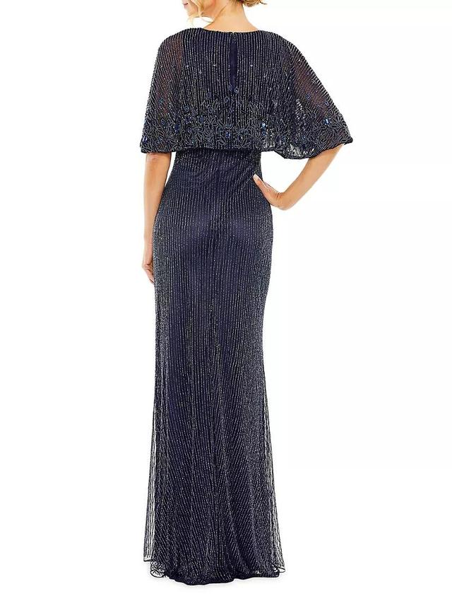 Embellished Cape Column Gown Product Image