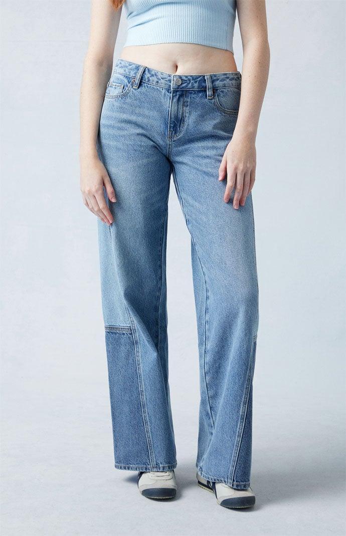 Womens Paneled Casey Low Rise Baggy Jeans - Product Image