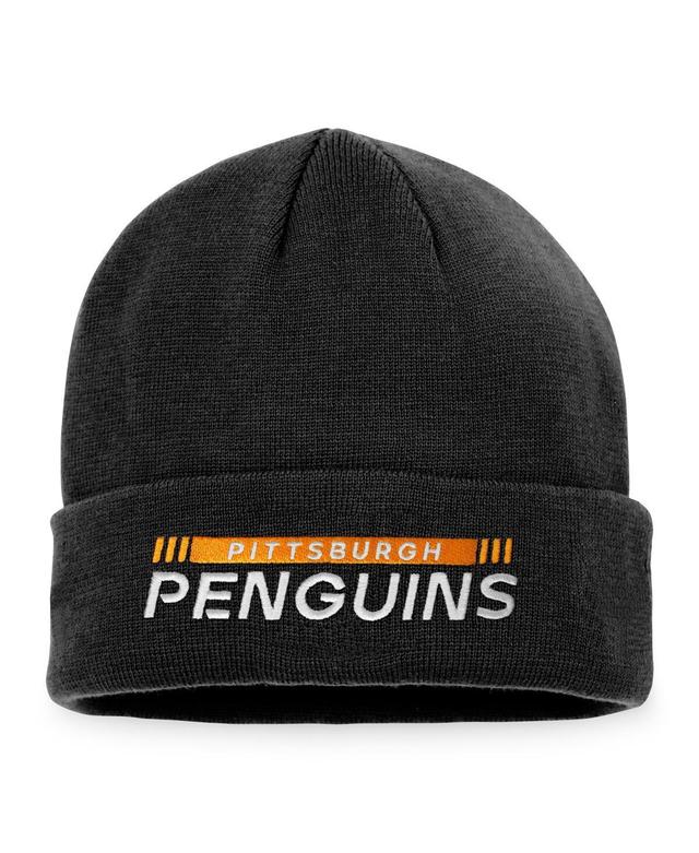 Mens Fanatics Branded Black Pittsburgh Penguins Authentic Pro Rink Cuffed Knit Hat Product Image