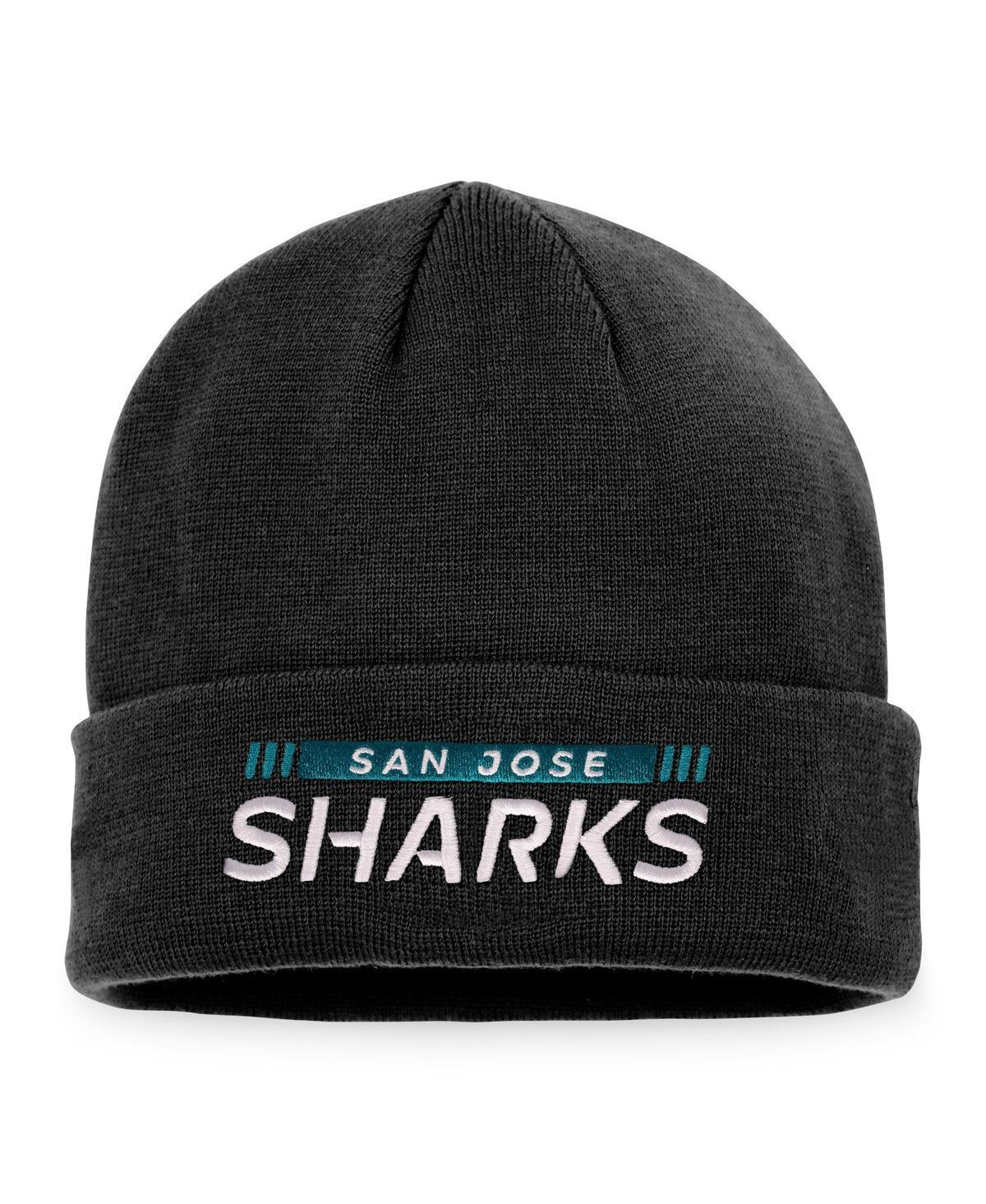 Mens Fanatics Black San Jose Sharks Authentic Pro Rink Cuffed Knit Hat Product Image