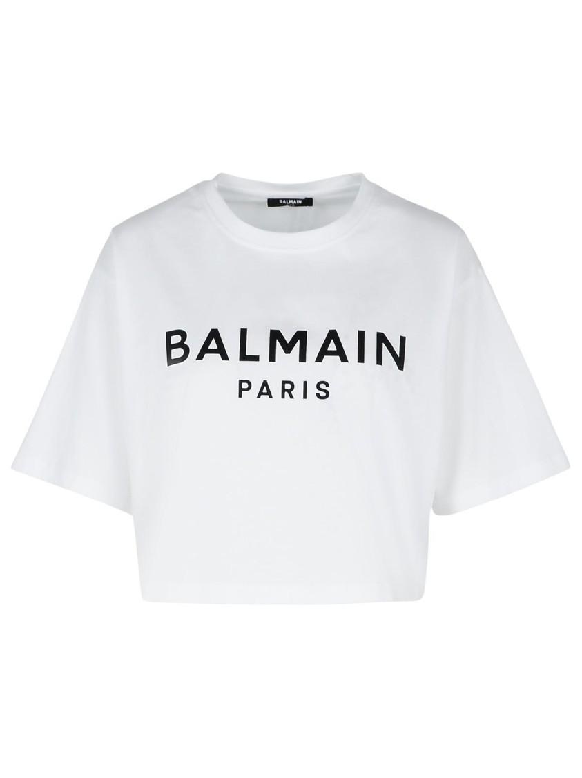 BALMAIN Logo Printed Cropped T In White Product Image