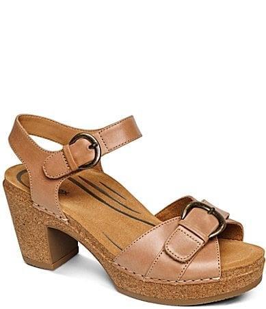 Aetrex Tory-Heel Quarter Strap Buckle Detail Platform Sandals Product Image