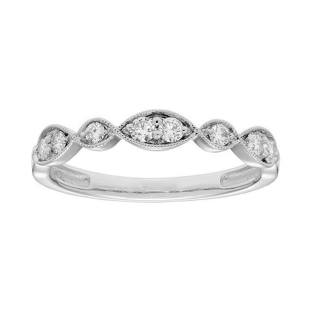 The Regal Collection 14k Gold 1/4 Carat T.W. IGL Certified Diamond Scalloped Ring, Womens White Product Image