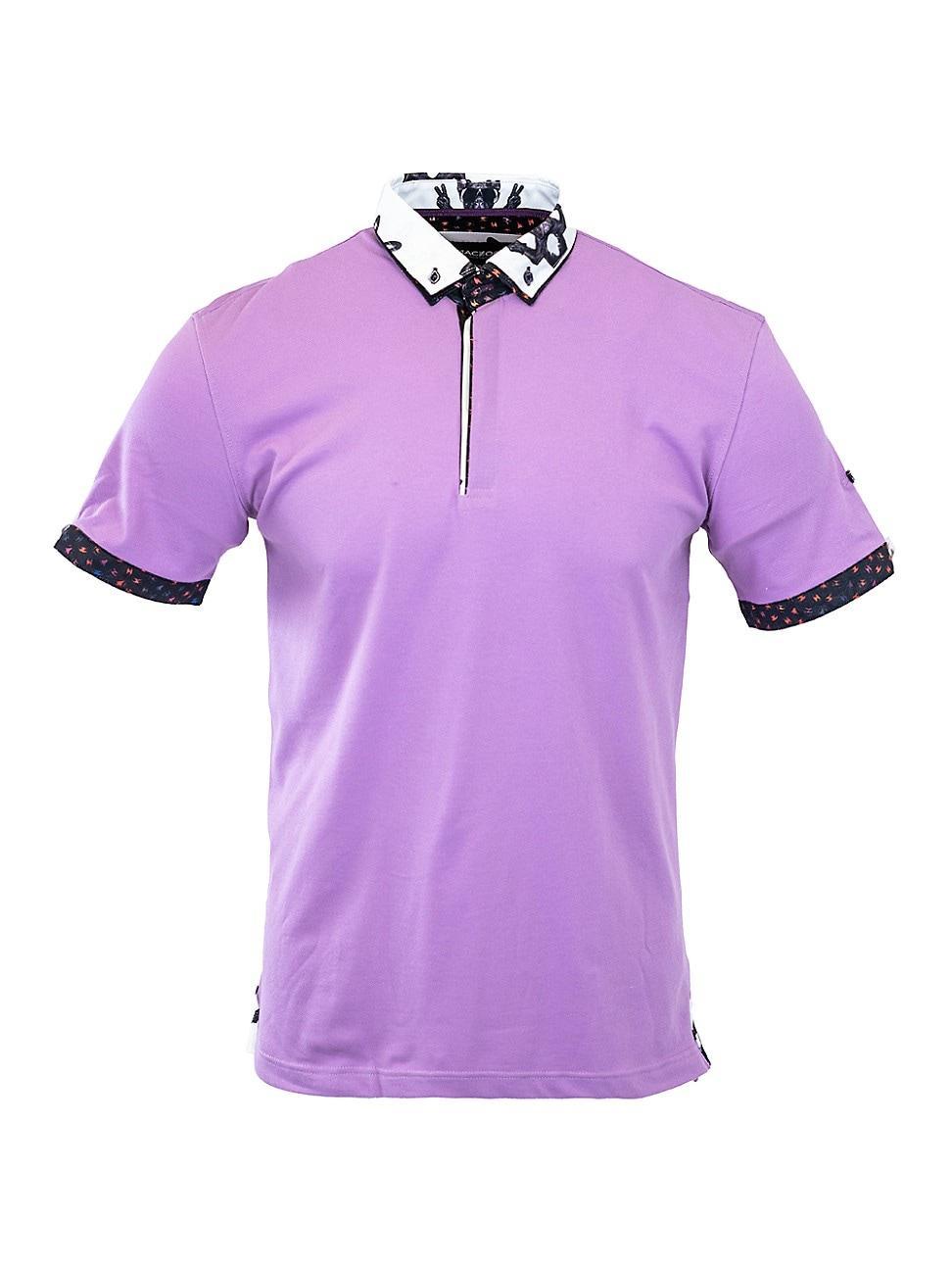 Maceoo Mozart Solid Peace Purple Piqu Button-Down Polo Product Image