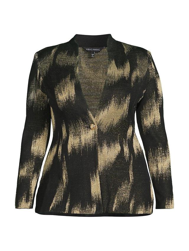 Womens Metallic Jacquard Knit Jacket Product Image