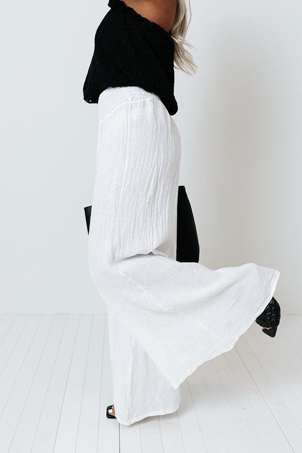 The Nirvana High Waist Linen Pants In White Product Image