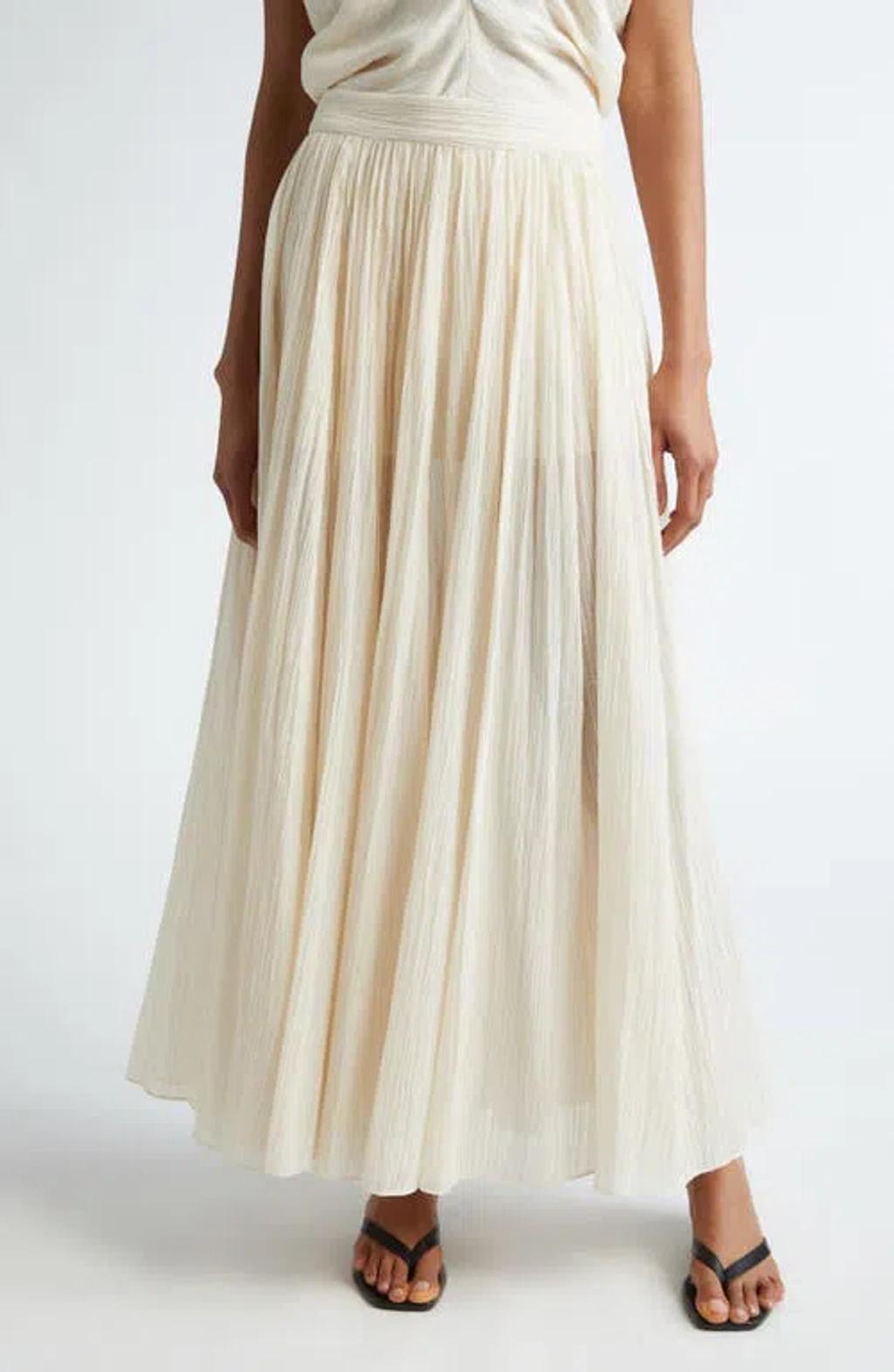 Toteme Semisheer Plissé Maxi Skirt In White product image