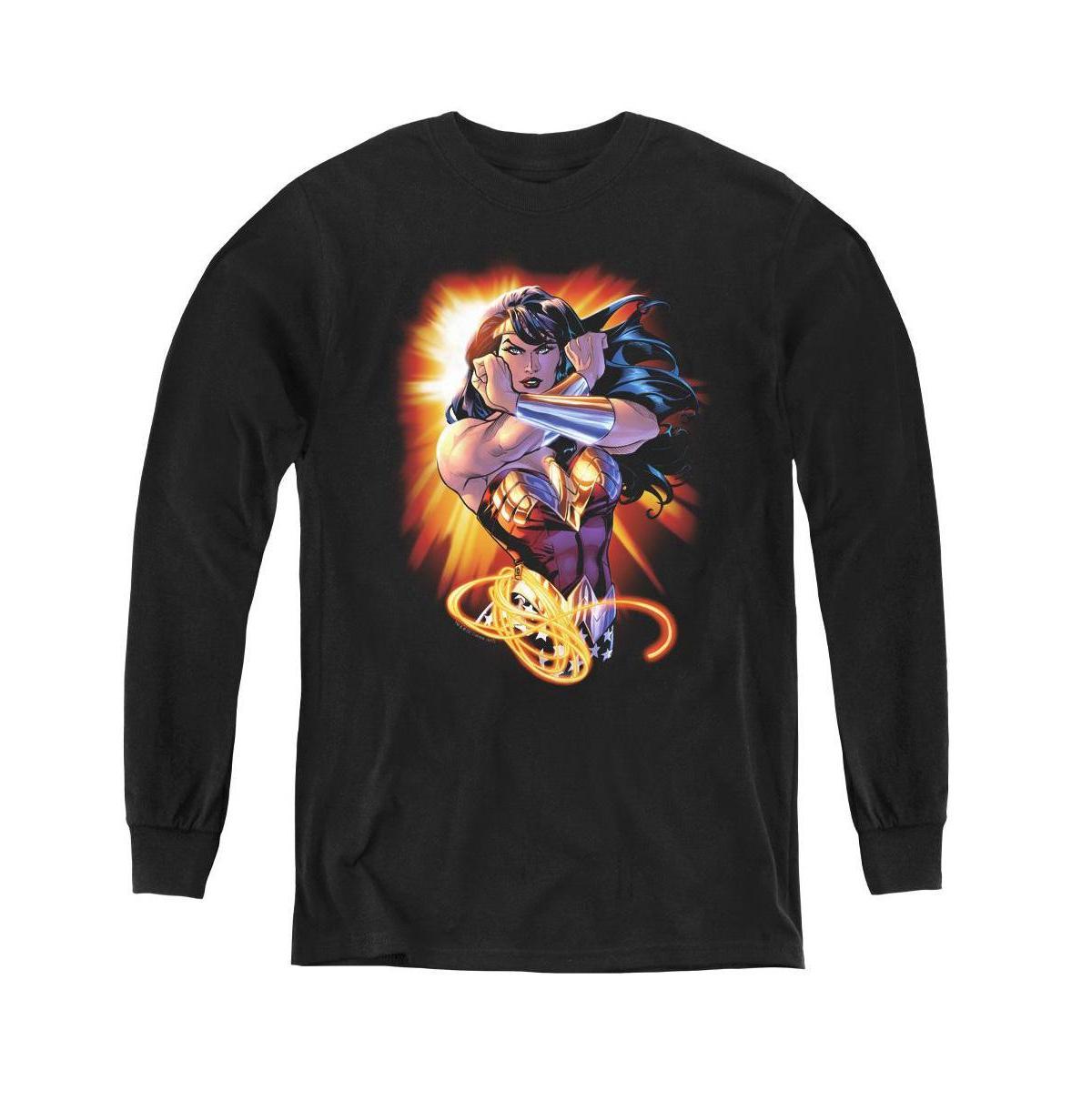 Justice League Boys of America Youth Wonder Woman Rays Long Sleeve Sweatshirts Product Image