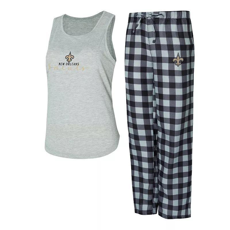 Womens Concepts Sport Gray/Black New Orleans Saints Petition Tank Top and Pants Sleep Set Product Image