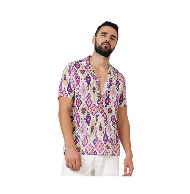 Campus Sutra Mens Lavender & Pear Yellow Ethnic Shirt Product Image