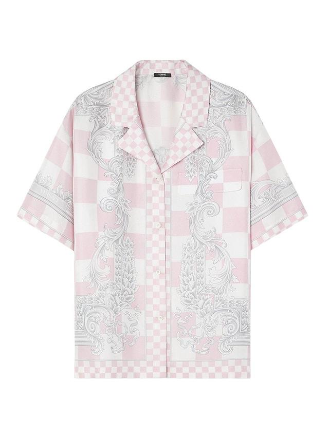 Womens Printed Silk Twill Button-Front Shirt Product Image