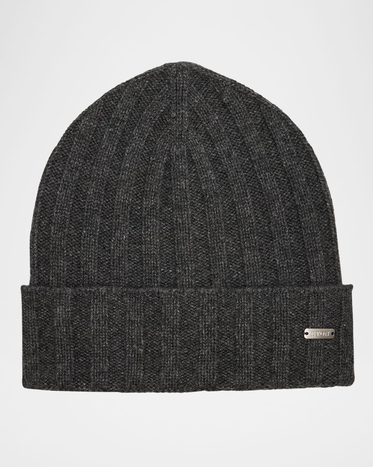 Mens Cashmere Rib Knit Beanie Hat product image