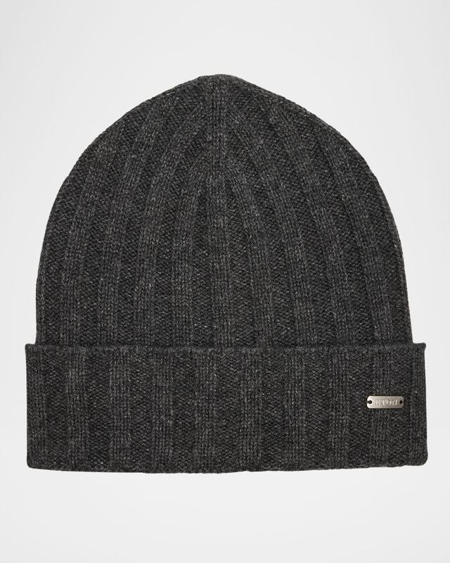 Men's Cashmere Rib Knit Beanie Hat Product Image