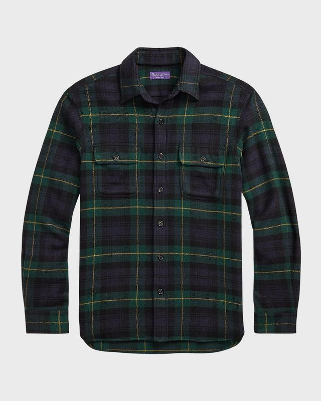 Mens Wool & Cashmere Plaid Shirt Product Image