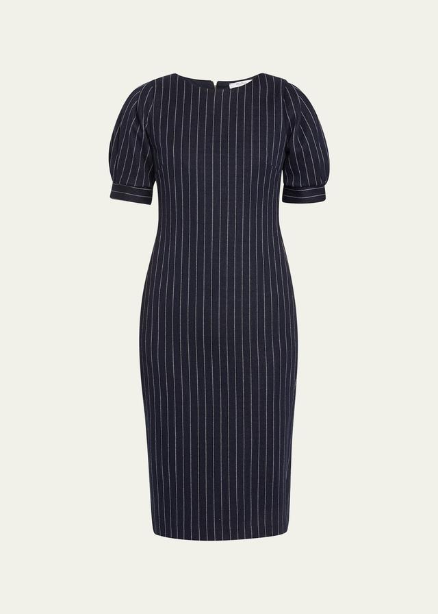 Tunica Striped Puff-Sleeve Midi Dress Product Image