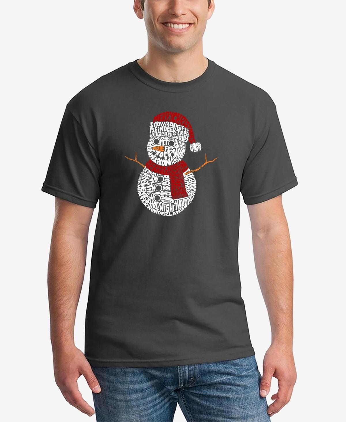 La Pop Art Mens Christmas Snowman Printed Word Art T-shirt Product Image