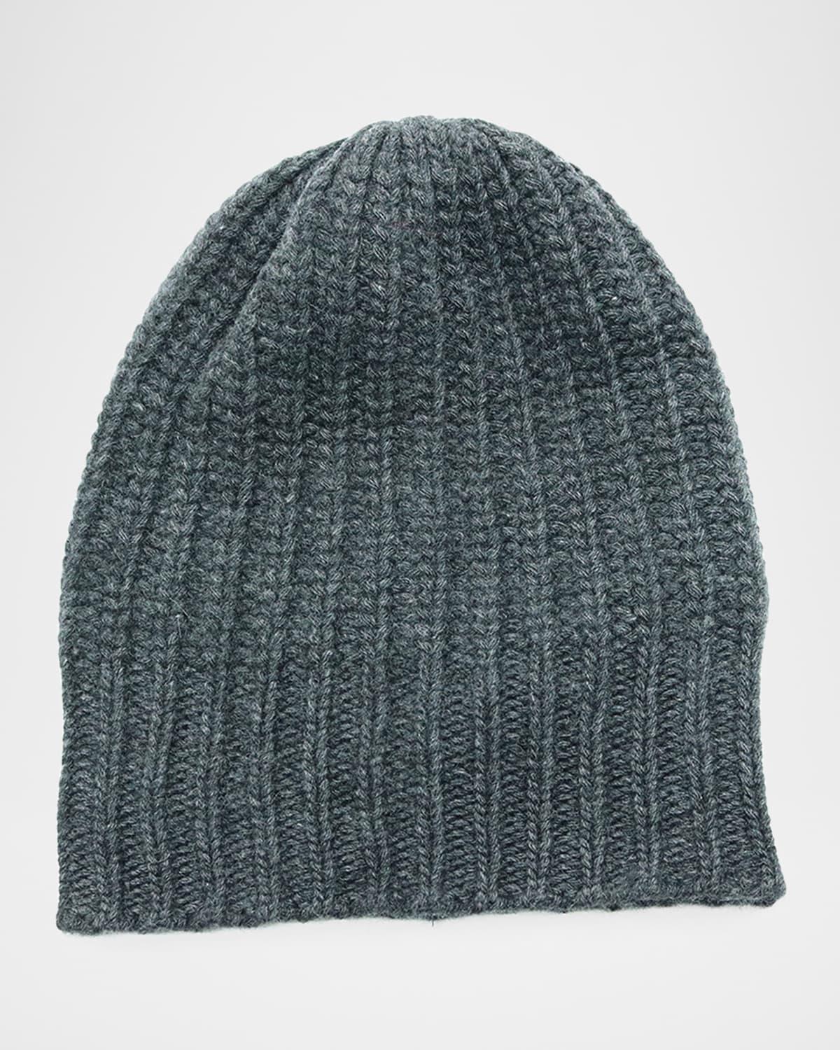 Men's Slouchy Ribbed Cashmere Beanie Product Image