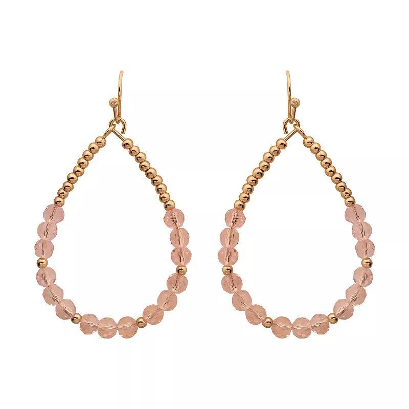 LC Lauren Conrad Gold Tone Beaded Drop Earrings, Womens, Pink Product Image