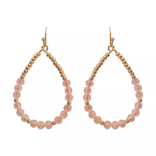 LC Lauren Conrad Gold Tone Beaded Drop Earrings, Womens, Pink Product Image