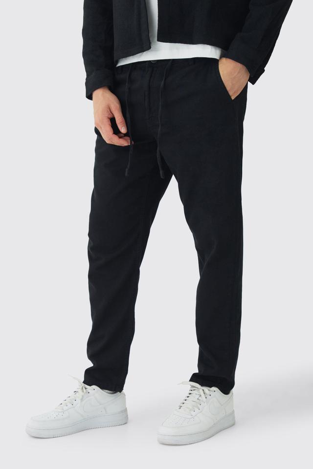 Tapered Chinos With Drawcords In Black | boohooMAN USA Product Image