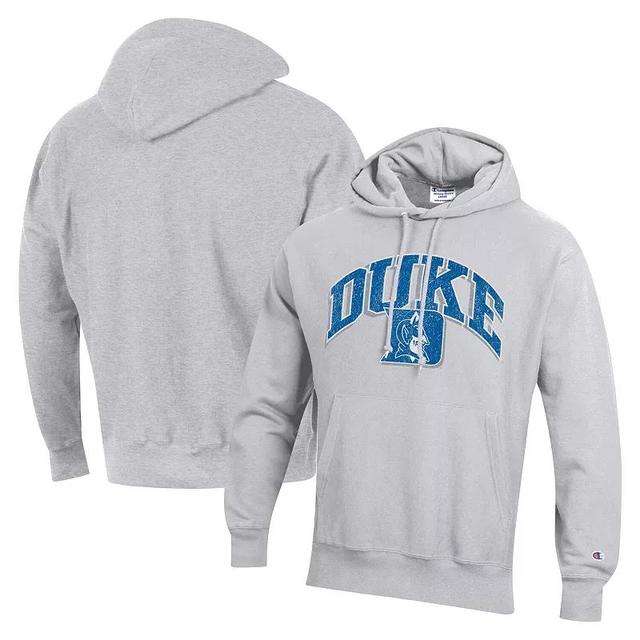 Mens Champion Heather Gray Duke Blue Devils Vault Late Night Reverse Weave Pullover Hoodie Product Image