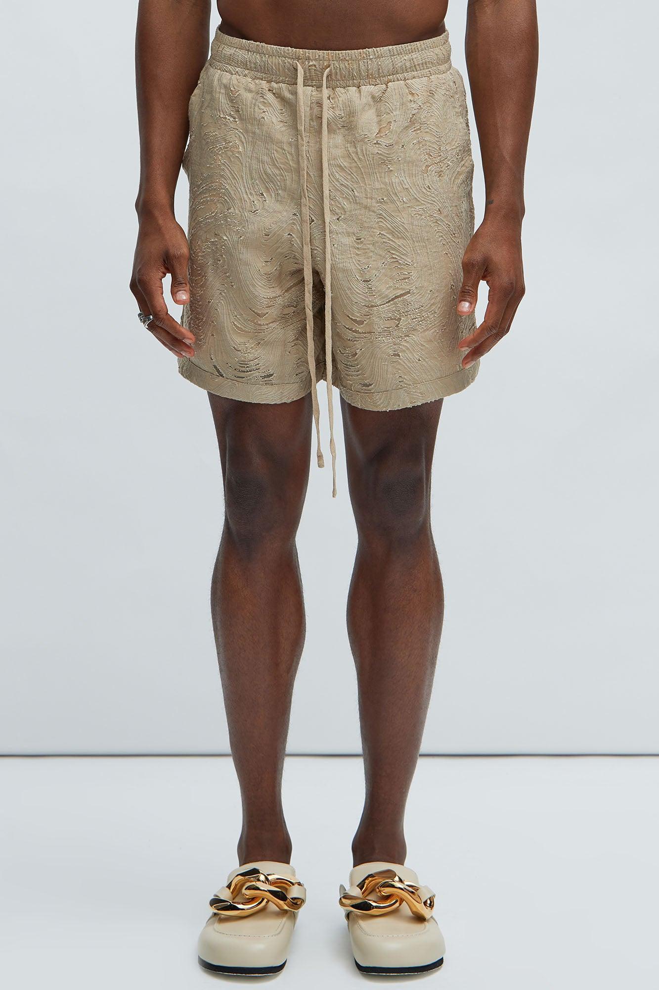 Mirage Textured Warmup Shorts - Tan Product Image