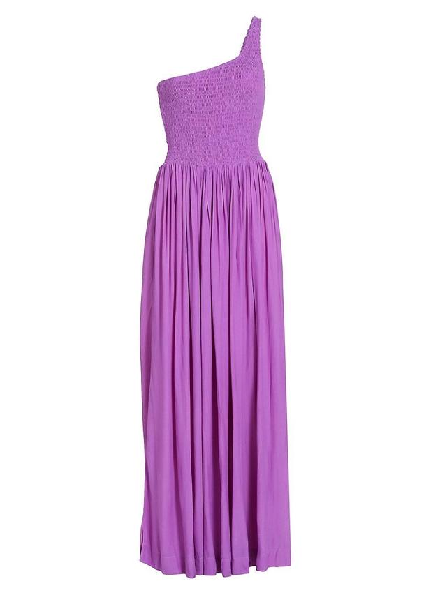 Womens Smocked One-Shoulder Maxi Dress Product Image