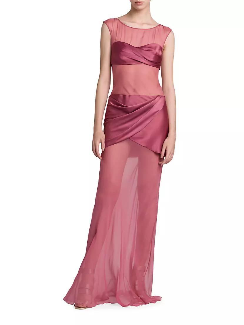 Layered Chiffon & Charmeuse Gown Product Image