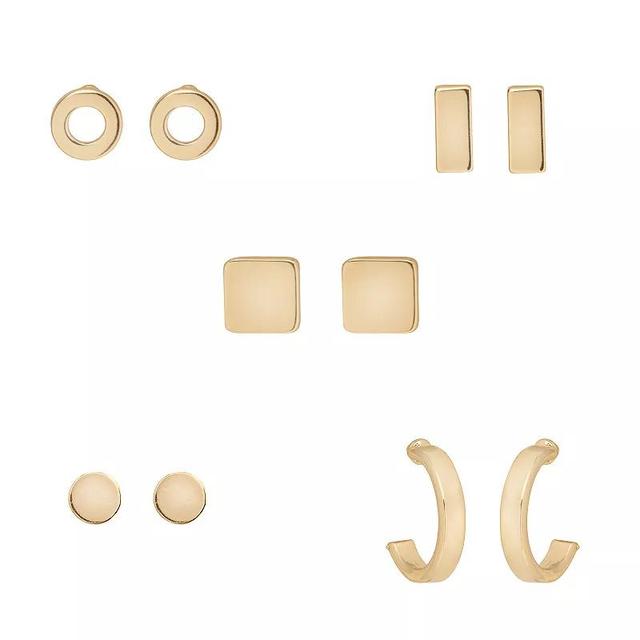 Womens LC Lauren Conrad Geo Shape Earrings 5-Pair Set, Gold Product Image